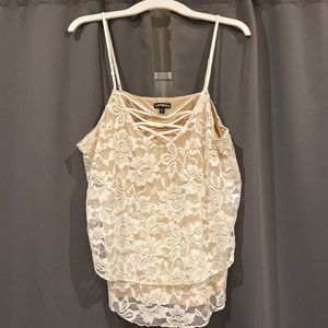 White layered lace tank tank from Express, size large.